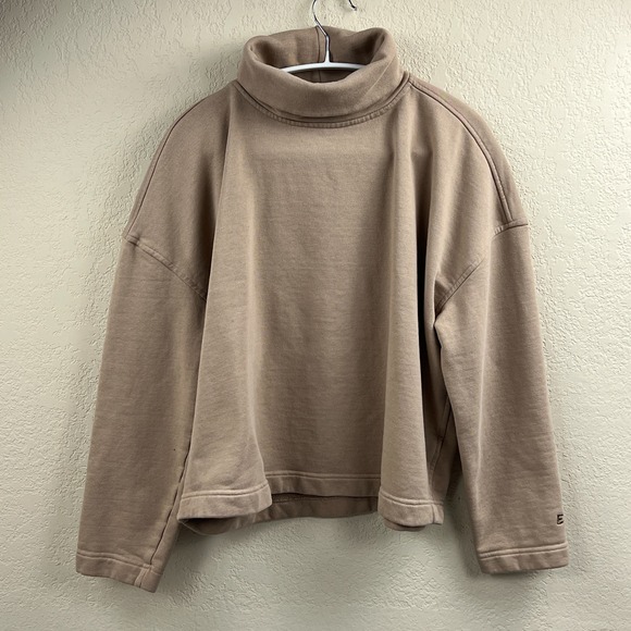 Everlane Sweater Women's Small Beige Turtleneck Organic Cotton Sweatshirt LS Top - Picture 1 of 10